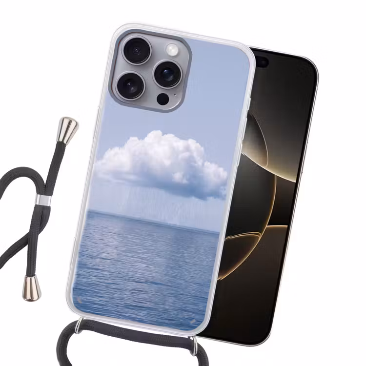 Handyhülle mit Band - Wolke – Regen – Natur - Wolk - Regen - Natuur Hoesje iPhone 16 Pro Max met koord klein