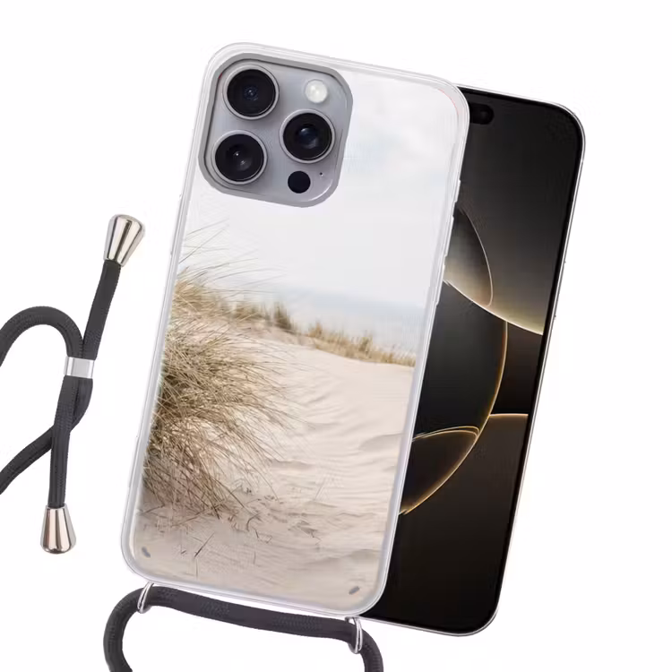 Wolken - Duinlandschap - Zand Hoesje iPhone 16 Pro Max met koord klein -sfeer1