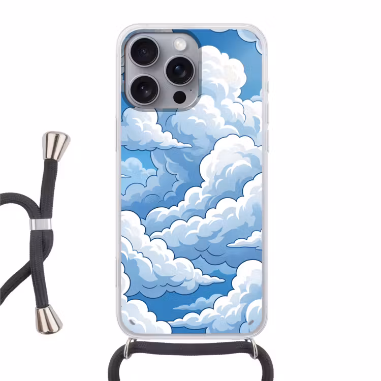 Wolken - Hemel - Abstract - Wit Hoesje iPhone 16 Pro Max met koord klein -3d