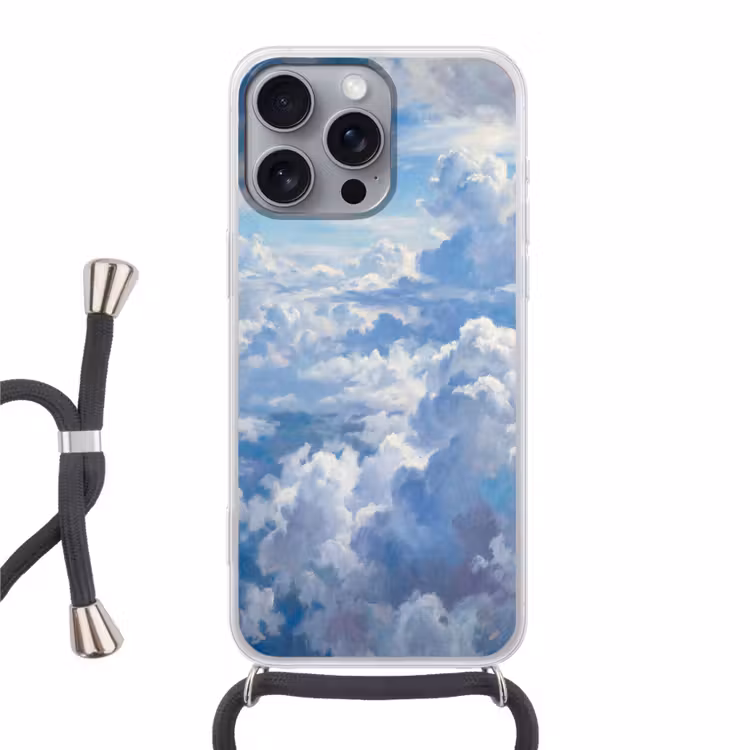Wolken - Lucht - Natuur - Abstract - Blauw Hoesje iPhone 16 Pro Max met koord klein -3d