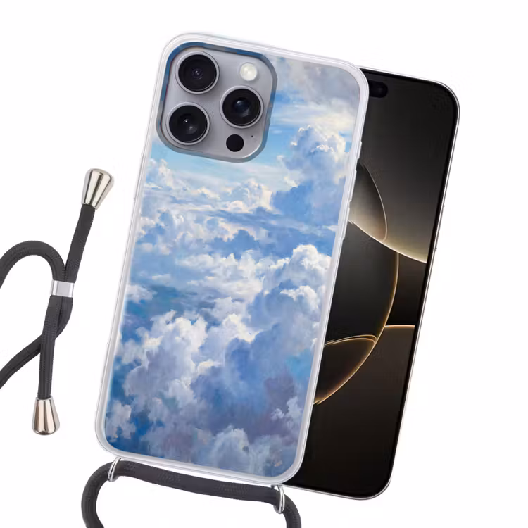 Wolken - Lucht - Natuur - Abstract - Blauw Hoesje iPhone 16 Pro Max met koord klein -sfeer1