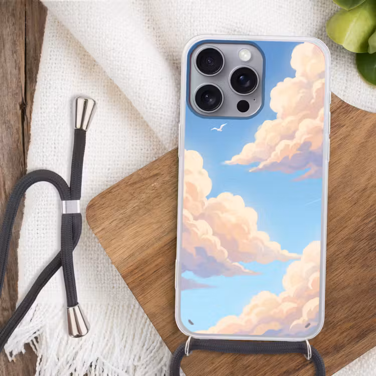 Wolken - Lucht - Natuur - Blauw Hoesje iPhone 16 Pro Max met koord klein -sfeer4