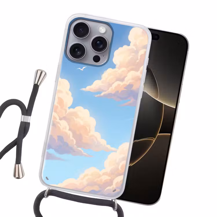 Wolken - Lucht - Natuur - Blauw Hoesje iPhone 16 Pro Max met koord klein -sfeer1