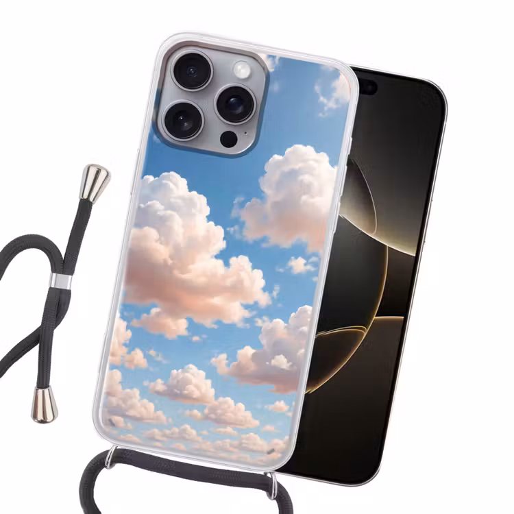 Wolken - Hemel - Natuur - Licht - Blauw Hoesje iPhone 16 Pro Max met koord klein -sfeer1