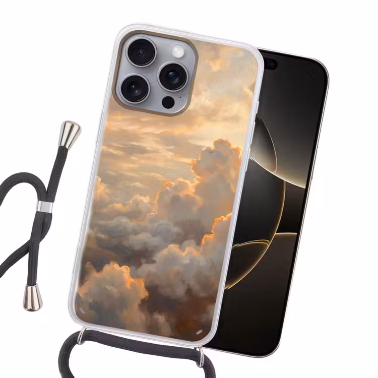 Wolken - Zonsondergang - Natuur - Abstract - Goud Hoesje iPhone 16 Pro Max met koord klein -sfeer1