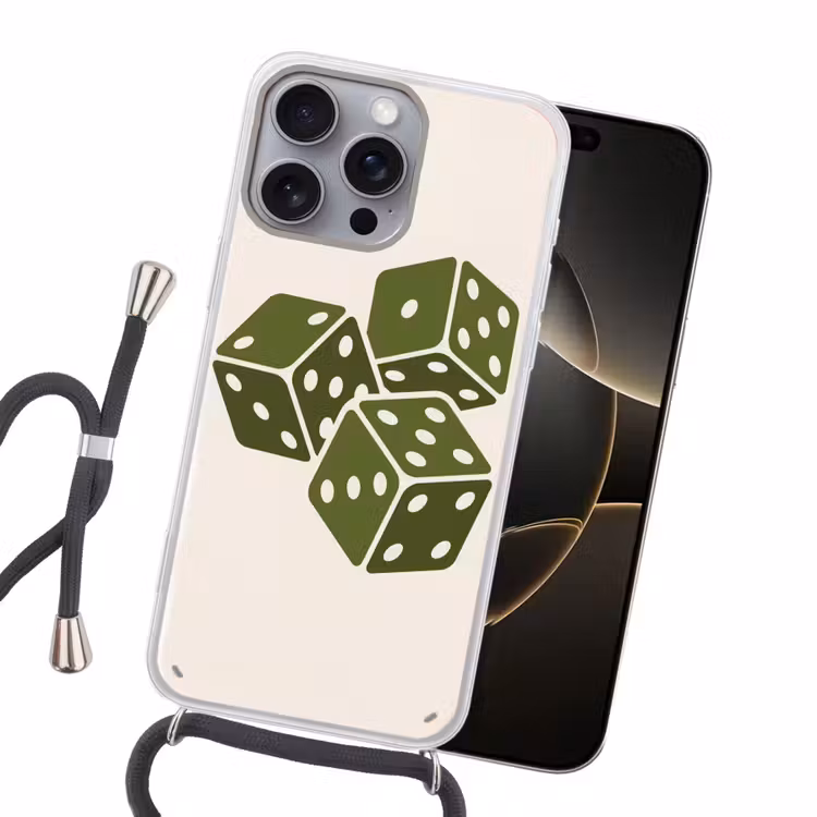 Dobbelsteen - Spel - Groen - Abstract Hoesje iPhone 16 Pro Max met koord klein -sfeer1