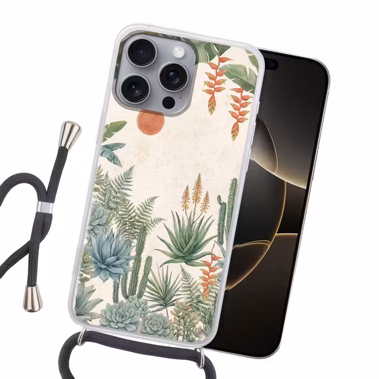 Woestijn - Planten - Groen Hoesje iPhone 16 Pro Max met koord klein -sfeer1