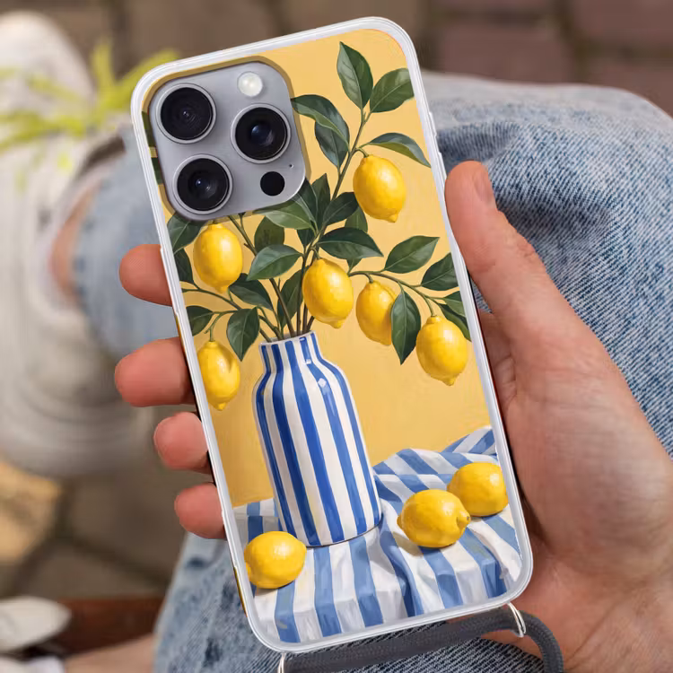 Handyhülle mit Band - Zitrone – Stillleben – Modern - Citroen - Stilleven - Modern Hoesje iPhone 16 Pro Max met koord klein