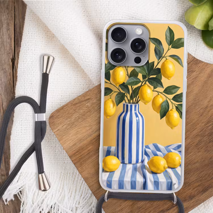Handyhülle mit Band - Zitrone – Stillleben – Modern - Citroen - Stilleven - Modern Hoesje iPhone 16 Pro Max met koord klein
