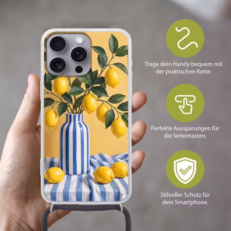 Handyhülle mit Band - Zitrone – Stillleben – Modern - Citroen - Stilleven - Modern Hoesje iPhone 16 Pro Max met koord klein