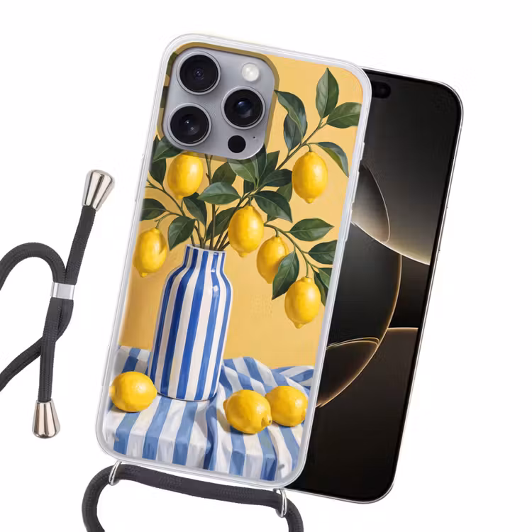 Handyhülle mit Band - Zitrone – Stillleben – Modern - Citroen - Stilleven - Modern Hoesje iPhone 16 Pro Max met koord klein