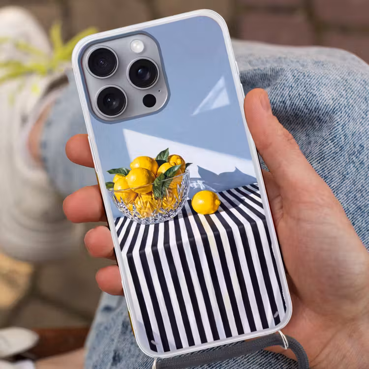 Handyhülle mit Band - Zitronen – Obst – Gelb - Citroenen - Fruit - Geel Hoesje iPhone 16 Pro Max met koord klein