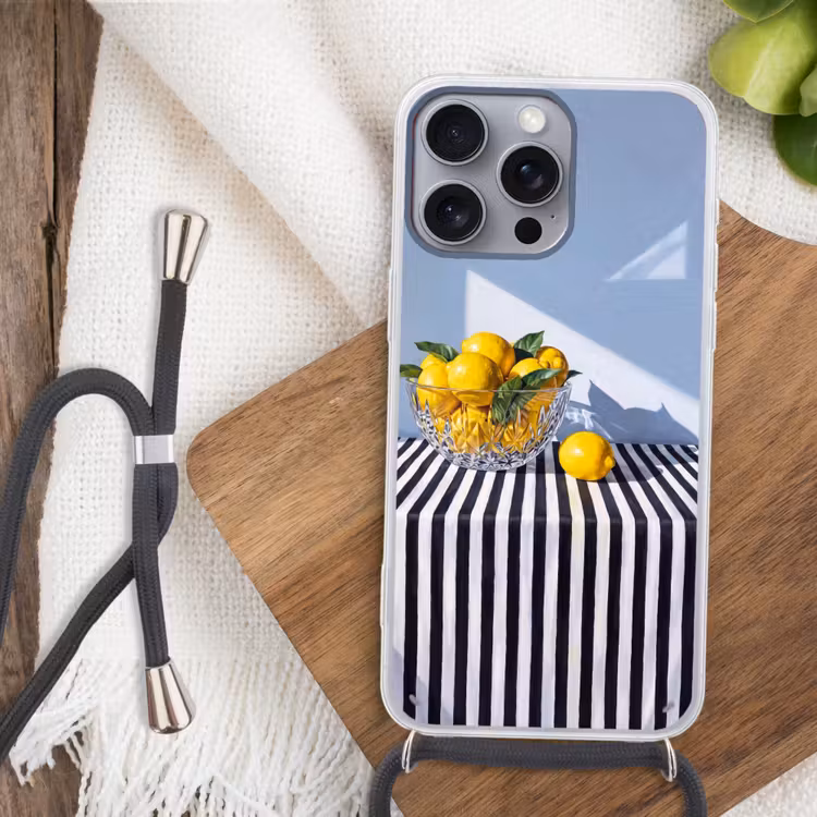 Handyhülle mit Band - Zitronen – Obst – Gelb - Citroenen - Fruit - Geel Hoesje iPhone 16 Pro Max met koord klein