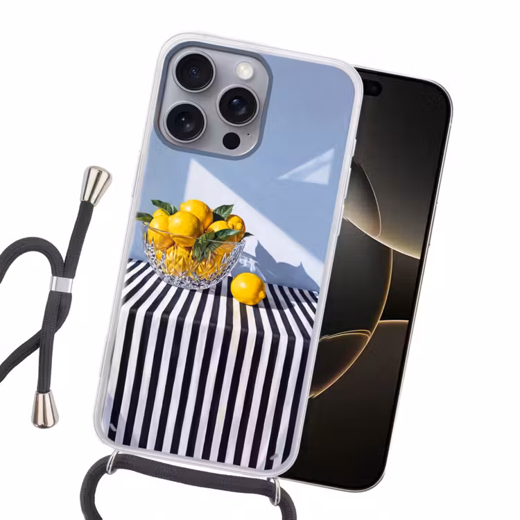 Handyhülle mit Band - Zitronen – Obst – Gelb - Citroenen - Fruit - Geel Hoesje iPhone 16 Pro Max met koord klein
