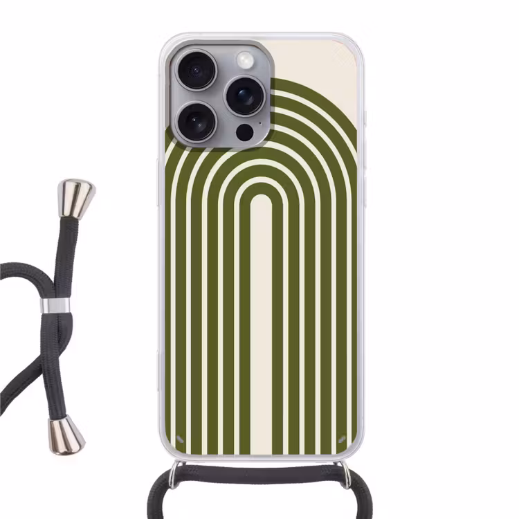 Abstract - Bogen - Modern - Groen - Kunst Hoesje iPhone 16 Pro Max met koord klein -3d