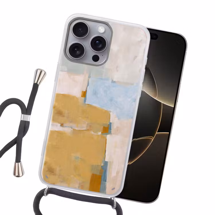 Abstract - Kleuren - Kunst - Modern - Blauw Hoesje iPhone 16 Pro Max met koord klein -sfeer1