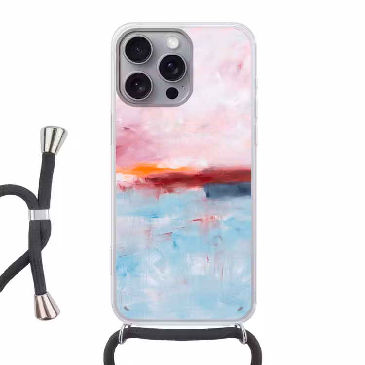 Abstract - Kleuren - Modern - Kunst - Roze Hoesje iPhone 16 Pro Max met koord klein -3d