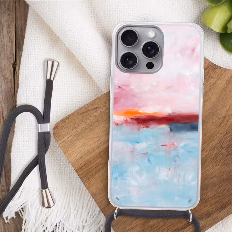 Abstract - Kleuren - Modern - Kunst - Roze Hoesje iPhone 16 Pro Max met koord klein -sfeer4
