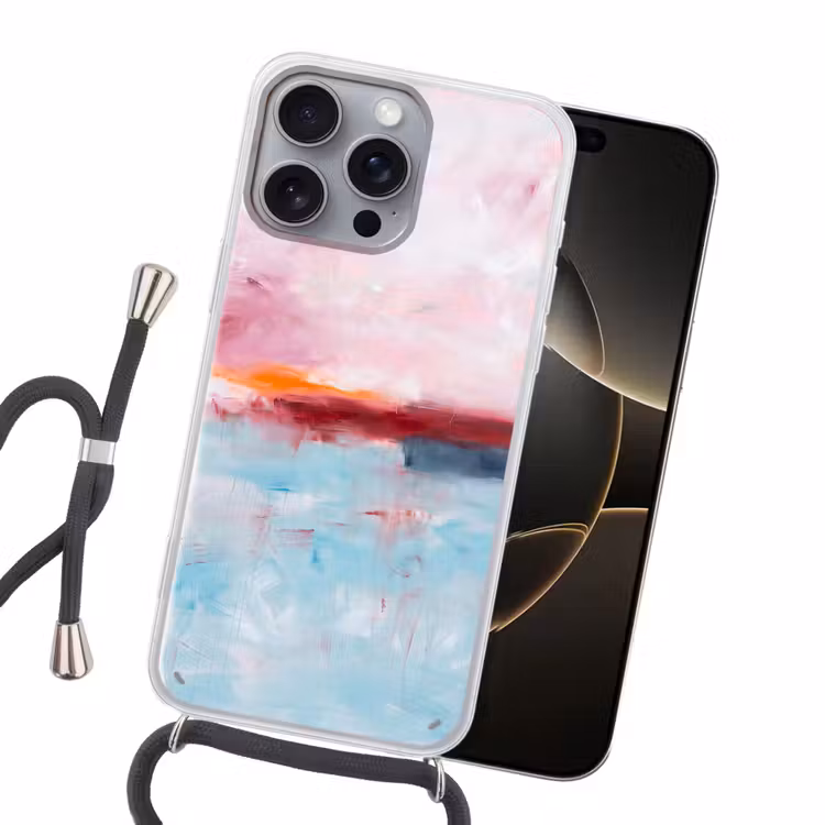 Abstract - Kleuren - Modern - Kunst - Roze Hoesje iPhone 16 Pro Max met koord klein -sfeer1