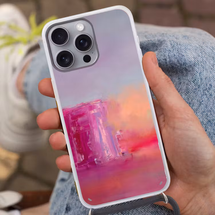Abstract - Kleuren - Modern - Roze Hoesje iPhone 16 Pro Max met koord klein -sfeer3