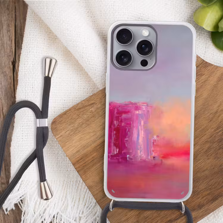 Abstract - Kleuren - Modern - Roze Hoesje iPhone 16 Pro Max met koord klein -sfeer4