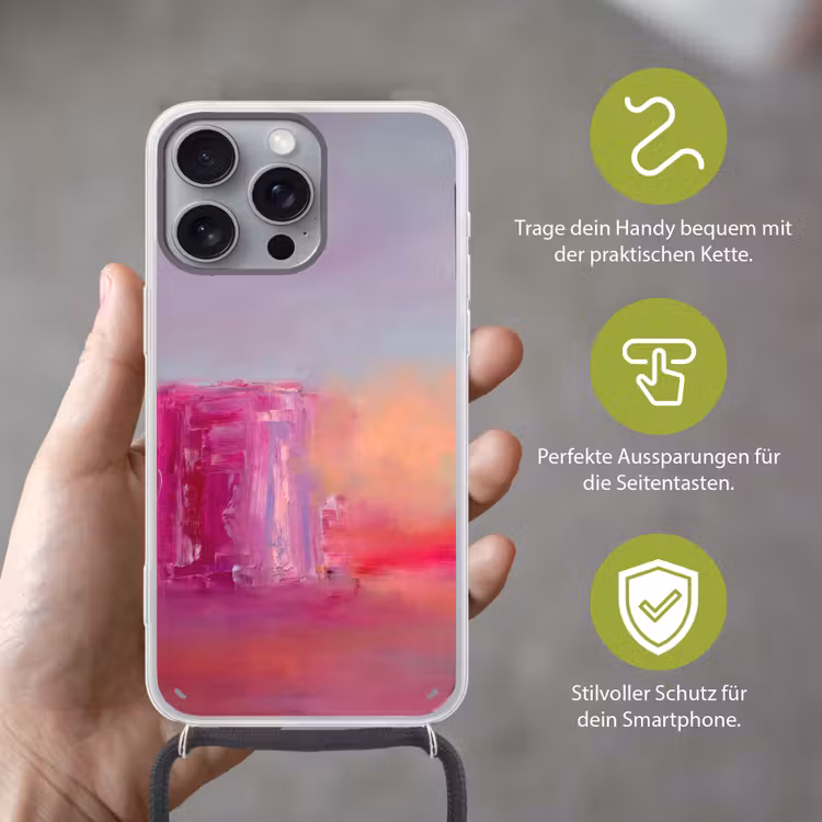 Abstract - Kleuren - Modern - Roze Hoesje iPhone 16 Pro Max met koord klein -sfeer2_DE