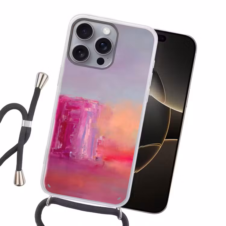 Abstract - Kleuren - Modern - Roze Hoesje iPhone 16 Pro Max met koord klein -sfeer1