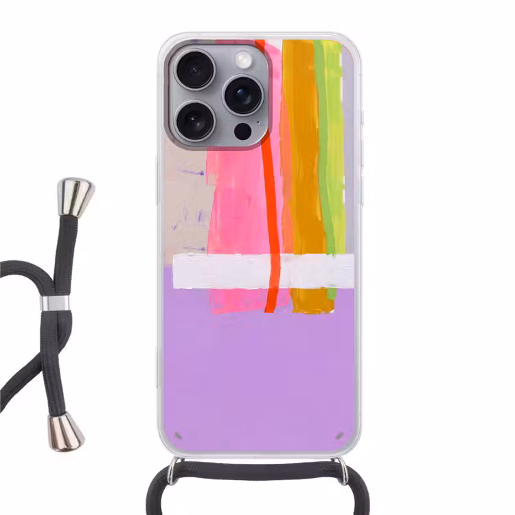 Abstract - Kleurrijk - Vormen - Modern - Kunst Hoesje iPhone 16 Pro Max met koord klein -3d