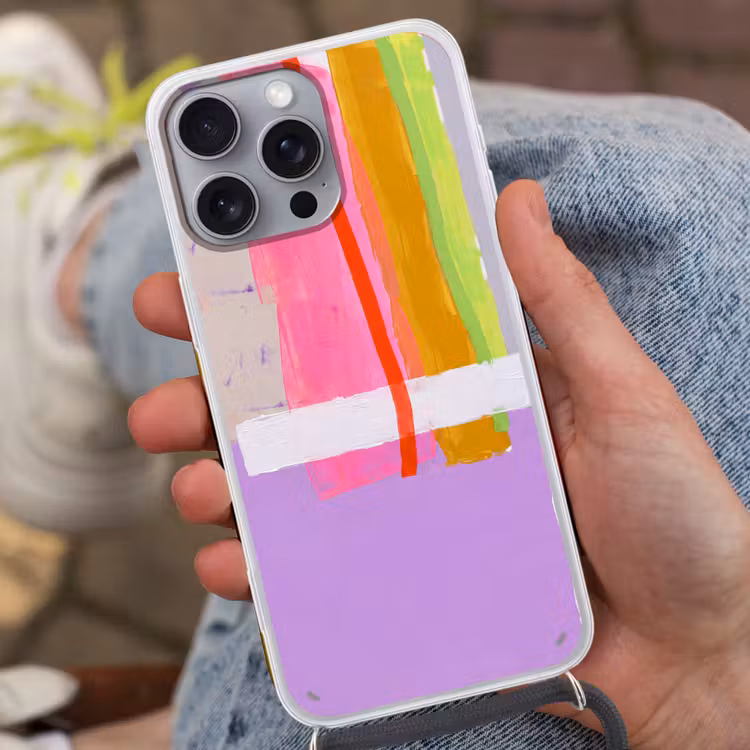 Abstract - Kleurrijk - Vormen - Modern - Kunst Hoesje iPhone 16 Pro Max met koord klein -sfeer3