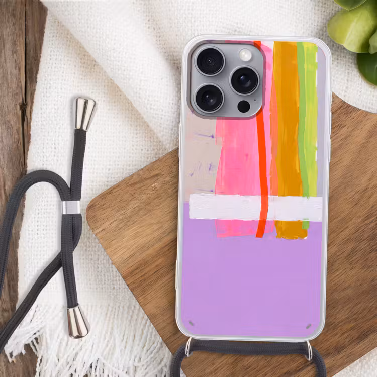 Abstract - Kleurrijk - Vormen - Modern - Kunst Hoesje iPhone 16 Pro Max met koord klein -sfeer4
