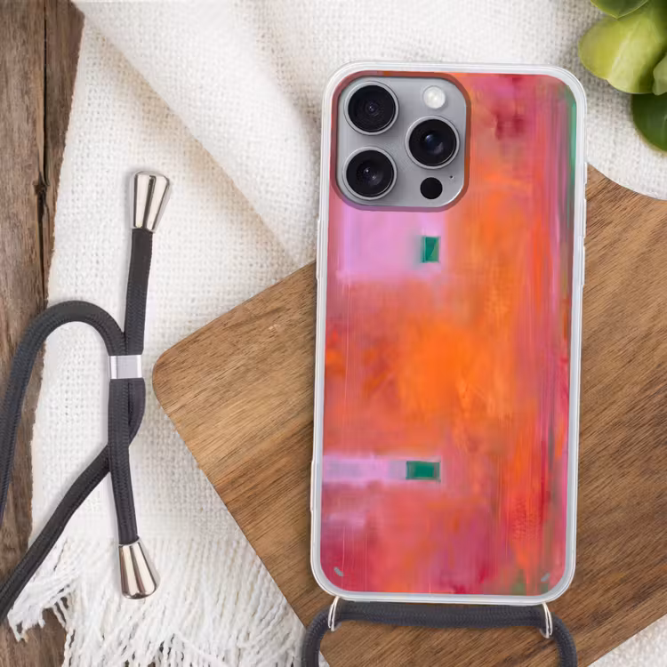 Abstract - Vlakken - Kunst - Modern - Oranje Hoesje iPhone 16 Pro Max met koord klein -sfeer4