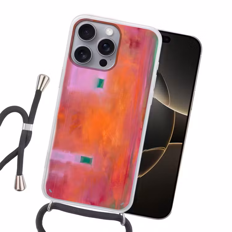 Abstract - Vlakken - Kunst - Modern - Oranje Hoesje iPhone 16 Pro Max met koord klein -sfeer1