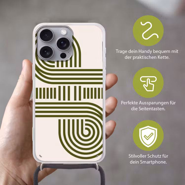 Abstract - Vormen - Modern - Groen Hoesje iPhone 16 Pro Max met koord klein -sfeer2_DE