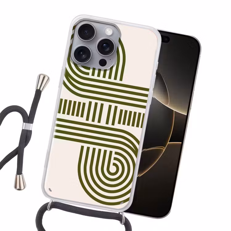 Abstract - Vormen - Modern - Groen Hoesje iPhone 16 Pro Max met koord klein -sfeer1