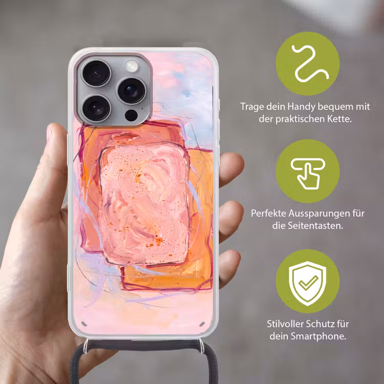 Abstract - Vormen - Modern - Roze Hoesje iPhone 16 Pro Max met koord klein -sfeer2_DE
