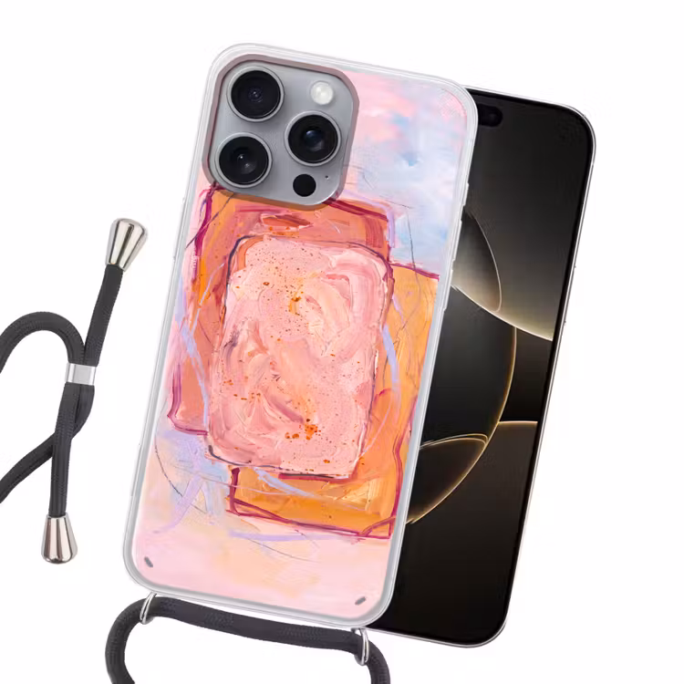 Abstract - Vormen - Modern - Roze Hoesje iPhone 16 Pro Max met koord klein -sfeer1