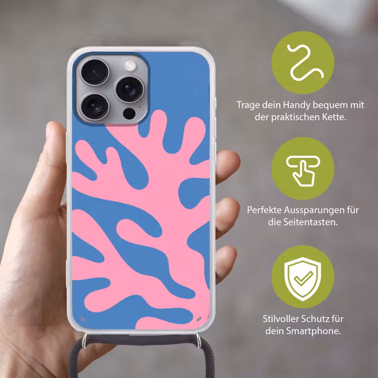 Abstract - Vormen - Roze - Blauw Hoesje iPhone 16 Pro Max met koord klein -sfeer2_DE