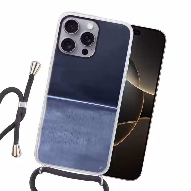 Abstract - Horizontale lijn - Minimalistisch - Donkerblauw - Kunst Hoesje iPhone 16 Pro Max met koord klein -sfeer1