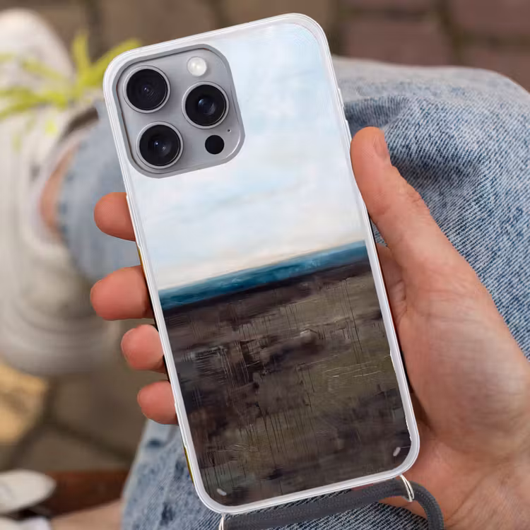 Abstract - Landschap - Horizon - Blauw - Modern Hoesje iPhone 16 Pro Max met koord klein -sfeer3