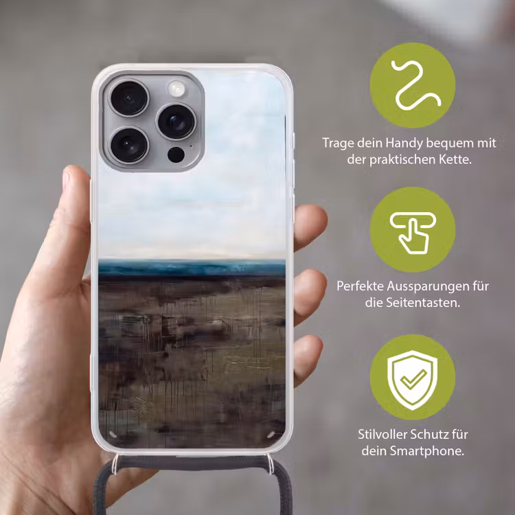Abstract - Landschap - Horizon - Blauw - Modern Hoesje iPhone 16 Pro Max met koord klein -sfeer2_DE