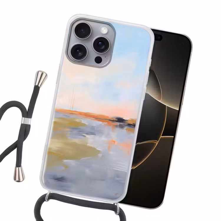 Abstract - Landschap - Horizon - Modern - Kleurrijk Hoesje iPhone 16 Pro Max met koord klein -sfeer1
