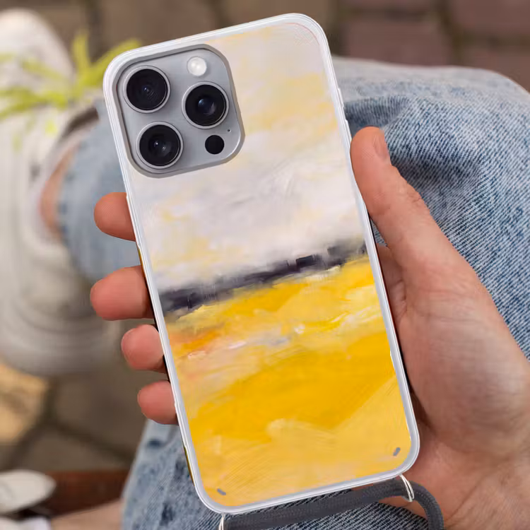 Abstract - Landschap - Modern - Geel Hoesje iPhone 16 Pro Max met koord klein -sfeer3