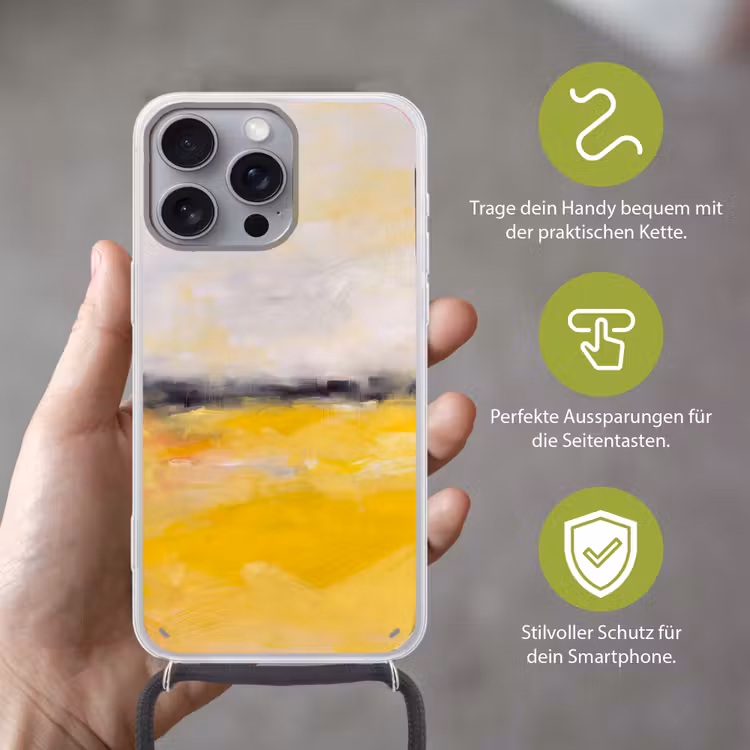 Abstract - Landschap - Modern - Geel Hoesje iPhone 16 Pro Max met koord klein -sfeer2_DE