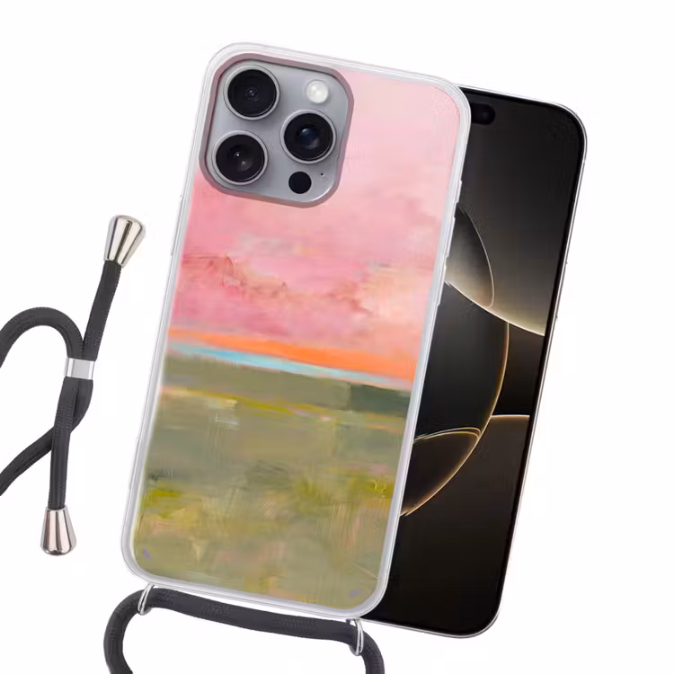 Abstract - Landschap - Modern - Roze - Oranje Hoesje iPhone 16 Pro Max met koord klein -sfeer1
