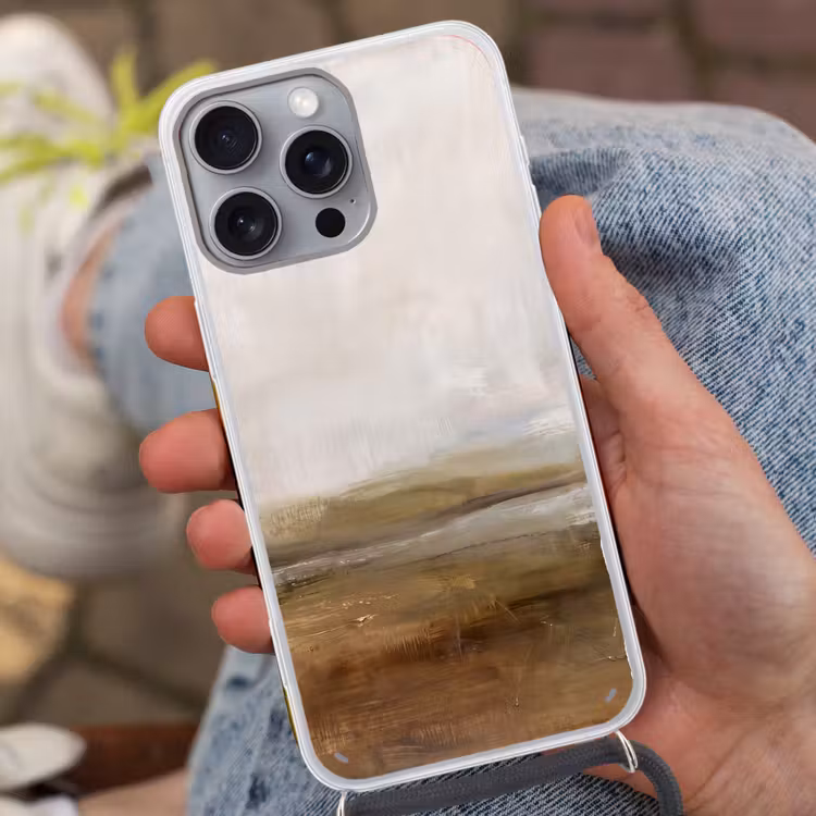 Abstract - Landschap - Natuur - Beige - Bruin Hoesje iPhone 16 Pro Max met koord klein -sfeer3