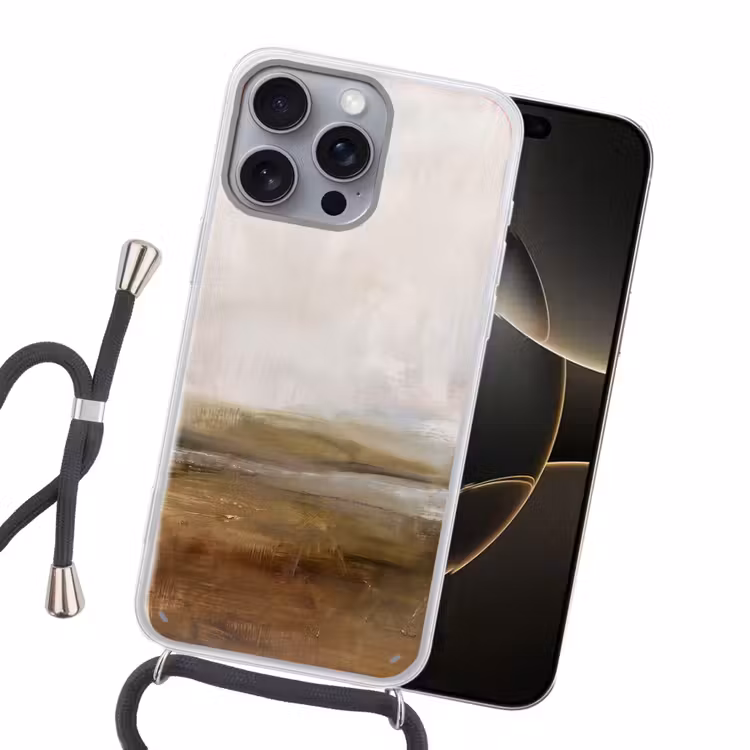 Abstract - Landschap - Natuur - Beige - Bruin Hoesje iPhone 16 Pro Max met koord klein -sfeer1