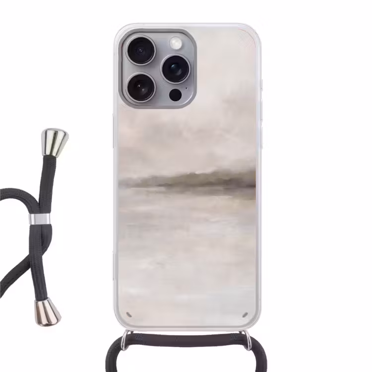 Abstract - Landschap - Nevel - Modern - Grijs Hoesje iPhone 16 Pro Max met koord klein -3d