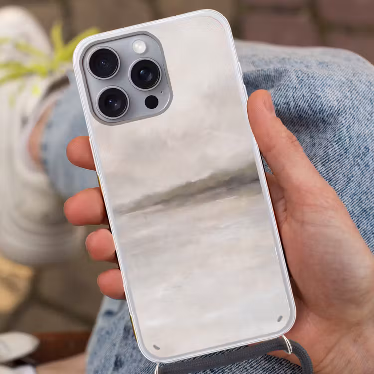 Abstract - Landschap - Nevel - Modern - Grijs Hoesje iPhone 16 Pro Max met koord klein -sfeer3