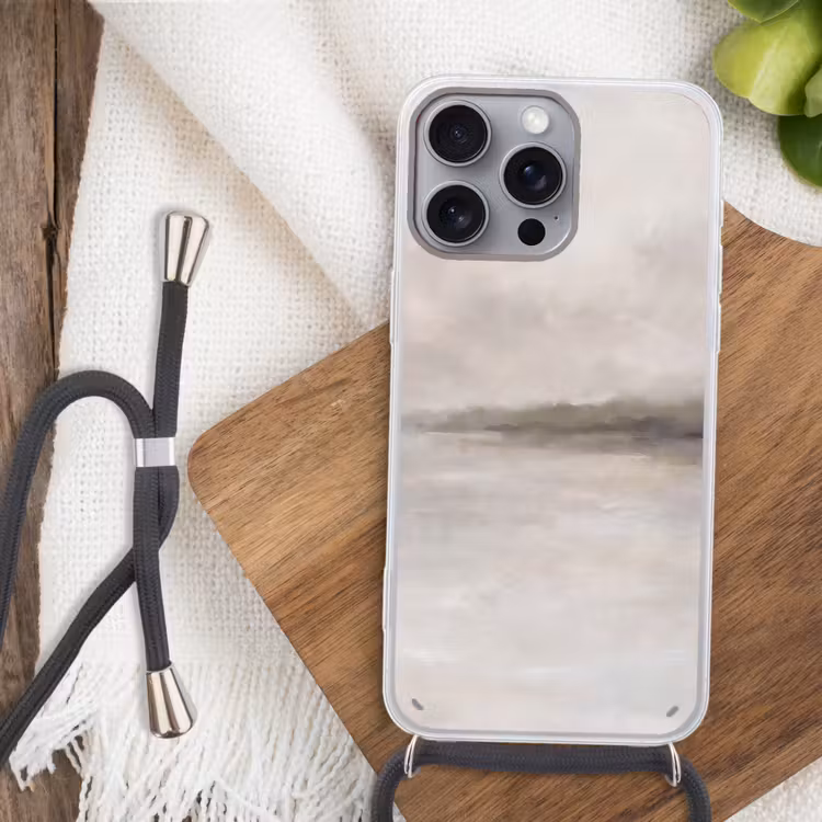 Abstract - Landschap - Nevel - Modern - Grijs Hoesje iPhone 16 Pro Max met koord klein -sfeer4