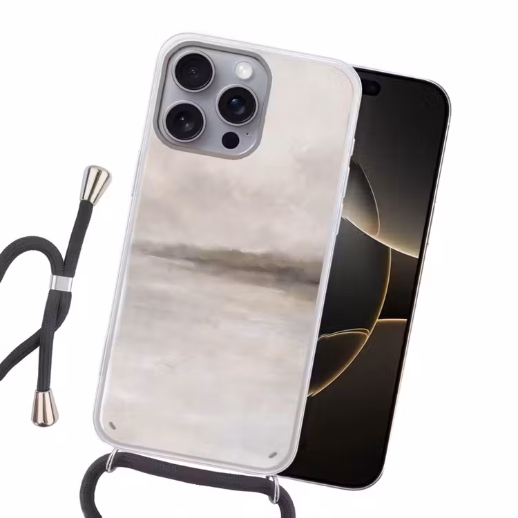 Abstract - Landschap - Nevel - Modern - Grijs Hoesje iPhone 16 Pro Max met koord klein -sfeer1